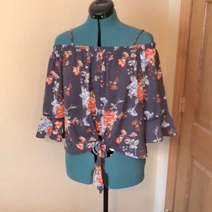 EUC Floral print strappy blouse